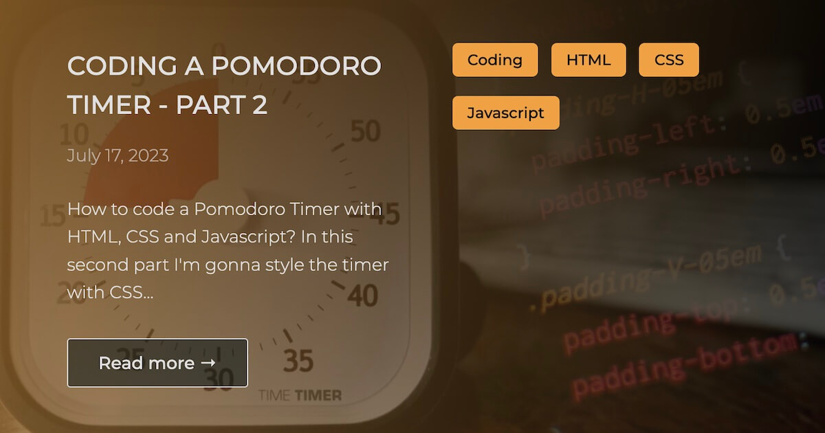 BLOG - Coding a Pomodoro Timer - Part 2 | NATGIAN.COM