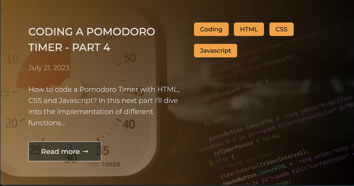 BLOG - Coding a Pomodoro Timer - Part 4 | NATGIAN.COM