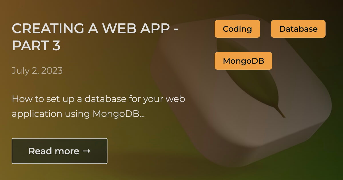 Blog - Creating a Web App - Part 3 : Database | NATGIAN.COM